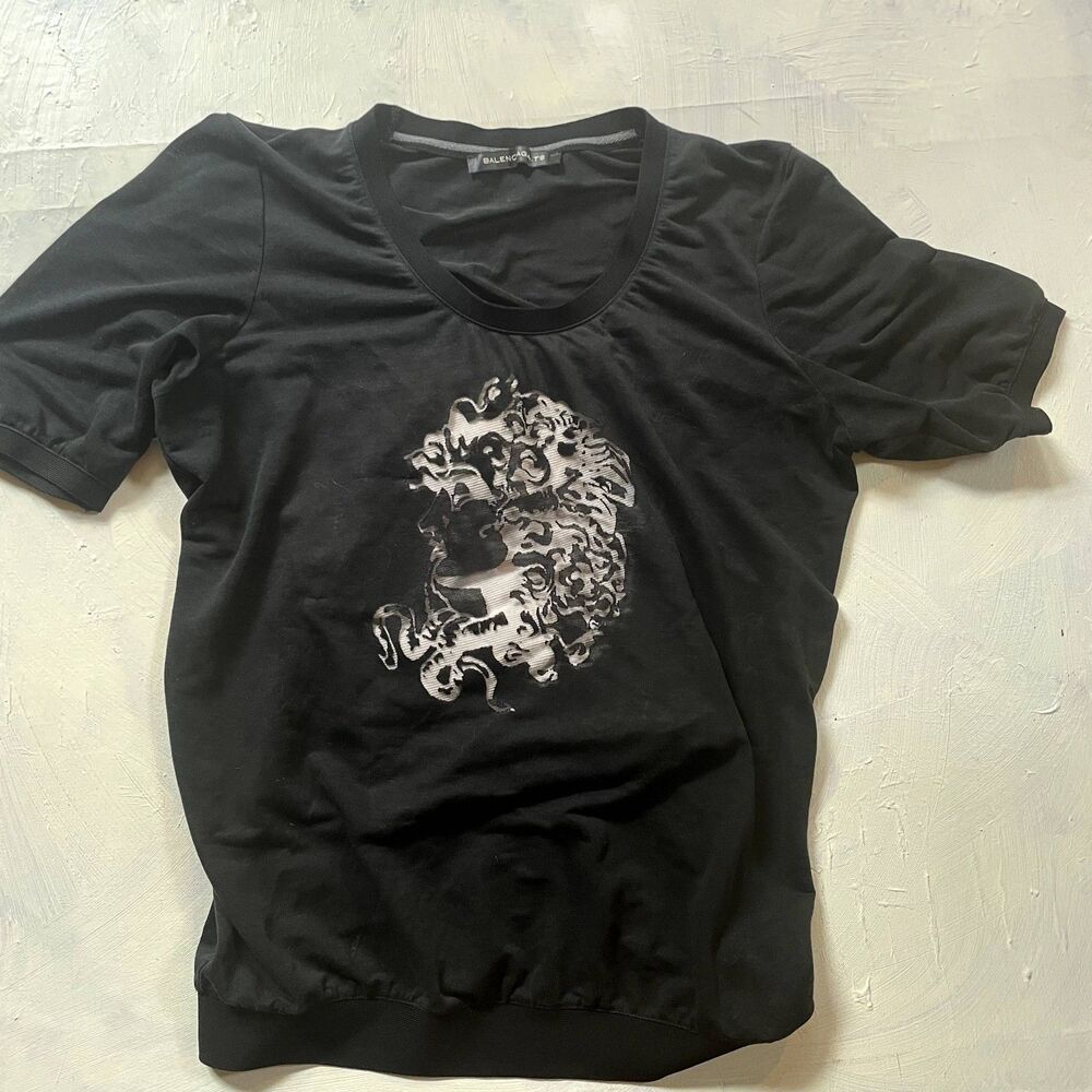 Balenciaga T's Burnout Graphic Tee Black Size 36